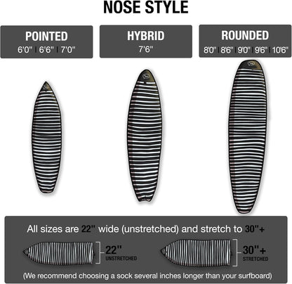 Surfboard Sock Cover - Light Protective Bag for Your Surf Board [Choose Size and Color]